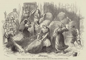 Widow Kelly and other women stopping up Frome Gate at the Siege of Bristol in 1643 by English School